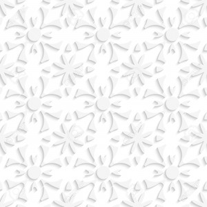 Abstract 3d seamless background. Simple geometrical pattern white repainting flowers with cut out of paper effect.