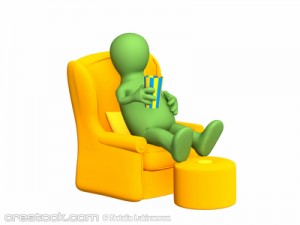 The 3d person - puppet, having a rest in a soft armchair