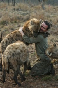 Richardson being hugged by hyenas. Image from: http://www.pinterest.com/pin/495466396475119676/