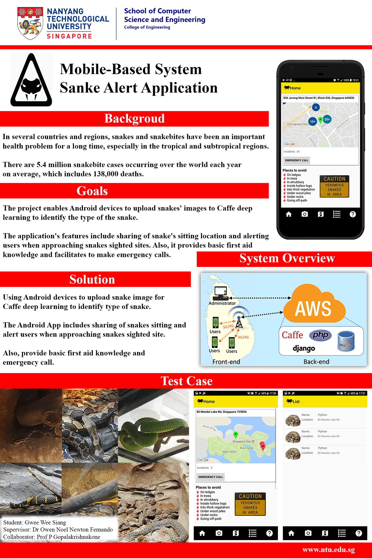 Mobile-based system: Snake alert application